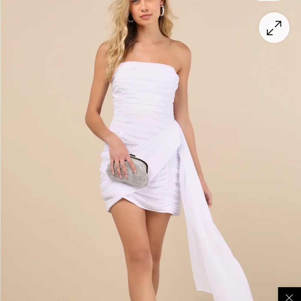 Lulu's Chic White Strapless Dress